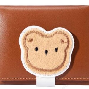 Women's Cute Fuzzy Bear Short Trifold Wallet(Brown)