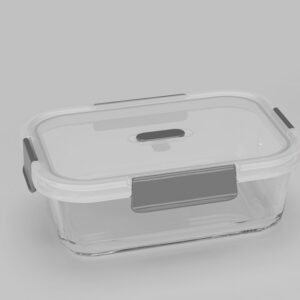 Rectangular Glass Food Storage Container (640mL)(Gray)