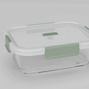 Rectangular Glass Food Storage Container (640mL)(Green)