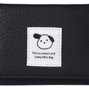 Dog Short Tri-fold Denim Wallet(Black)