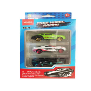 Miniso Free Wheel Cars Pack of 3(BK+GR+WH)