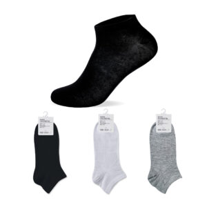 Solid Color Odor Control Women's Ankle Socks 3 Pairs (Basic Colors)