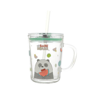 We Bare Bears Collection 5.0 Glass Cup with Straw (400mL)(Panda)