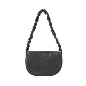 Pleated Half Moon Shoulder Bag(Black)
