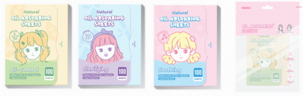 Miniso Natural Oil Absorbing Sheets 100 Sheets(Charcoal)