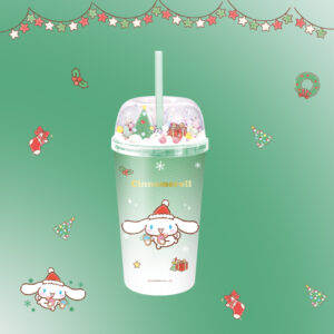 Sanrio?characters?Christmas?Collection Micro Landscape Plastic Tumbler with Straw (480mL)(Cinnamoroll)