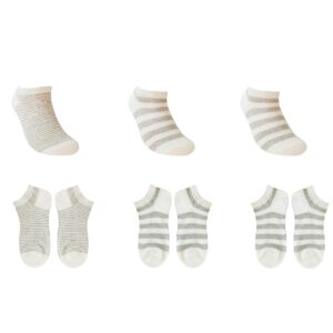 Women's Striped Ankle Socks (6 Pairs)(White)