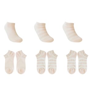 Women's Striped Ankle Socks (6 Pairs)(Pink)