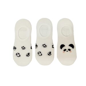 Animal Series Panda No-Show Socks (3 Pairs)(White)