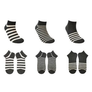 Men's Striped Ankle Socks (6 Pairs)(Gray)