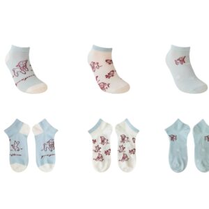 Women's Animal Ballet Ankle Socks (3 Pairs)(Blue)